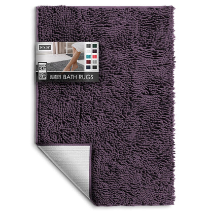 Hearth & Harbor Bathroom Rugs, Chenille Bath Mat - Machine Washable Bath Mats for Bathroom Non-Slip Backing Rubber, Quick Dry Bathroom Mat