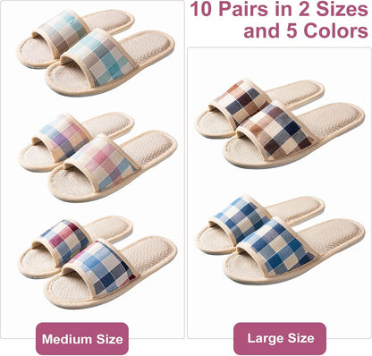 Tessco for you 10 Pairs Open Toe Guest Slippers Washable
