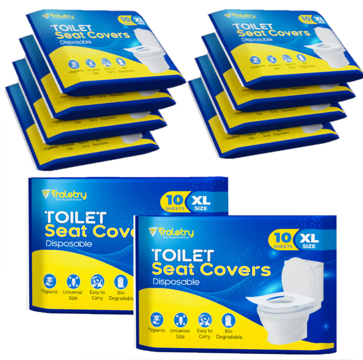 Toilet Seat Covers Disposable Flushable Travel Pack of 100, XL Biodegradable Paper Toilet Seat Covers for Adults & Kids, Public Restroom, Airplane & Camping Travel Essentials