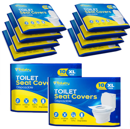 Toilet Seat Covers Disposable Flushable Travel Pack of 100, XL Biodegradable Paper Toilet Seat Covers for Adults & Kids, Public Restroom, Airplane & Camping Travel Essentials
