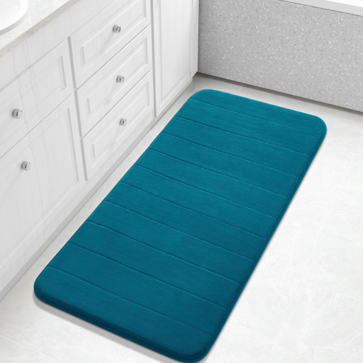 Yimobra Memory Foam Bath Mat, Super Soft Absorbent Bathroom Rug Non Slip, Quick Dry, Machine Washable Floor Carpet for Tub Shower, Home Decor Accessories, 24x17, Cream