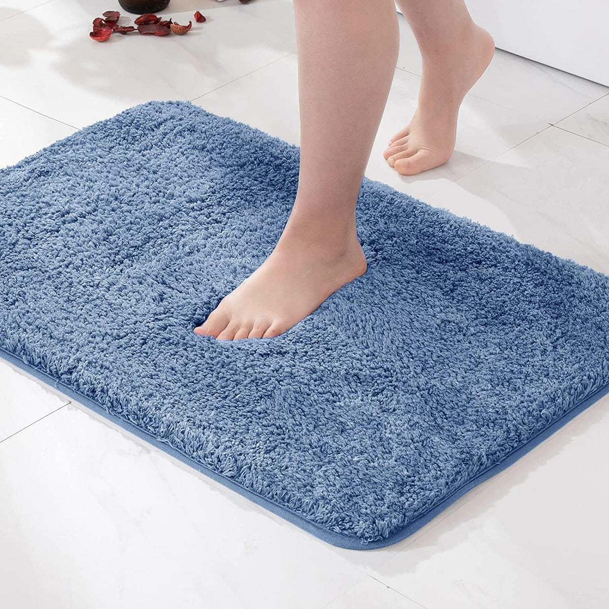 MIULEE Teal Bathroom Rugs Soft Small Microfiber Bath Mat 16x24 Inch
