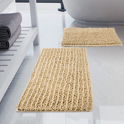 Luxury Chenille White Bathroom Rugs Sets 2 Piece, Thickened Hot Melt Rubber Bottom Bath Mats for Bathroom Non Slip,Bath Rugs Quick Dry Machine Washable for Shower Mat (32"x20"+17"x24")