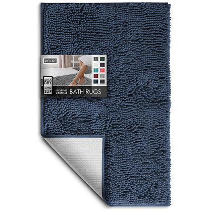 Hearth & Harbor Bathroom Rugs, Chenille Bath Mat - Machine Washable Bath Mats for Bathroom Non-Slip Backing Rubber, Quick Dry Bathroom Mat
