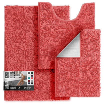 Hearth & Harbor Bathroom Rugs, Chenille Bath Mat - Machine Washable Bath Mats for Bathroom Non-Slip Backing Rubber, Quick Dry Bathroom Mat