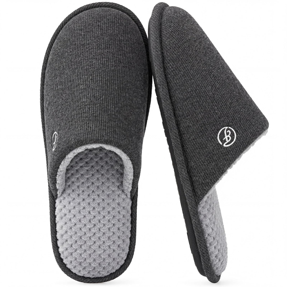 EverFoams Men's Cotton Knit Slippers Memory Foam Breathable House Shoes