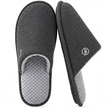 EverFoams Men's Cotton Knit Slippers Memory Foam Breathable House Shoes