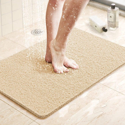 LuxStep Shower Mat Bathtub Mat,24x16 inch, Non-Slip Bath Mat with Drain, Quick Drying PVC Loofah Bathmat for Tub,Shower,Bathroom (Phthalate Free,Grey)