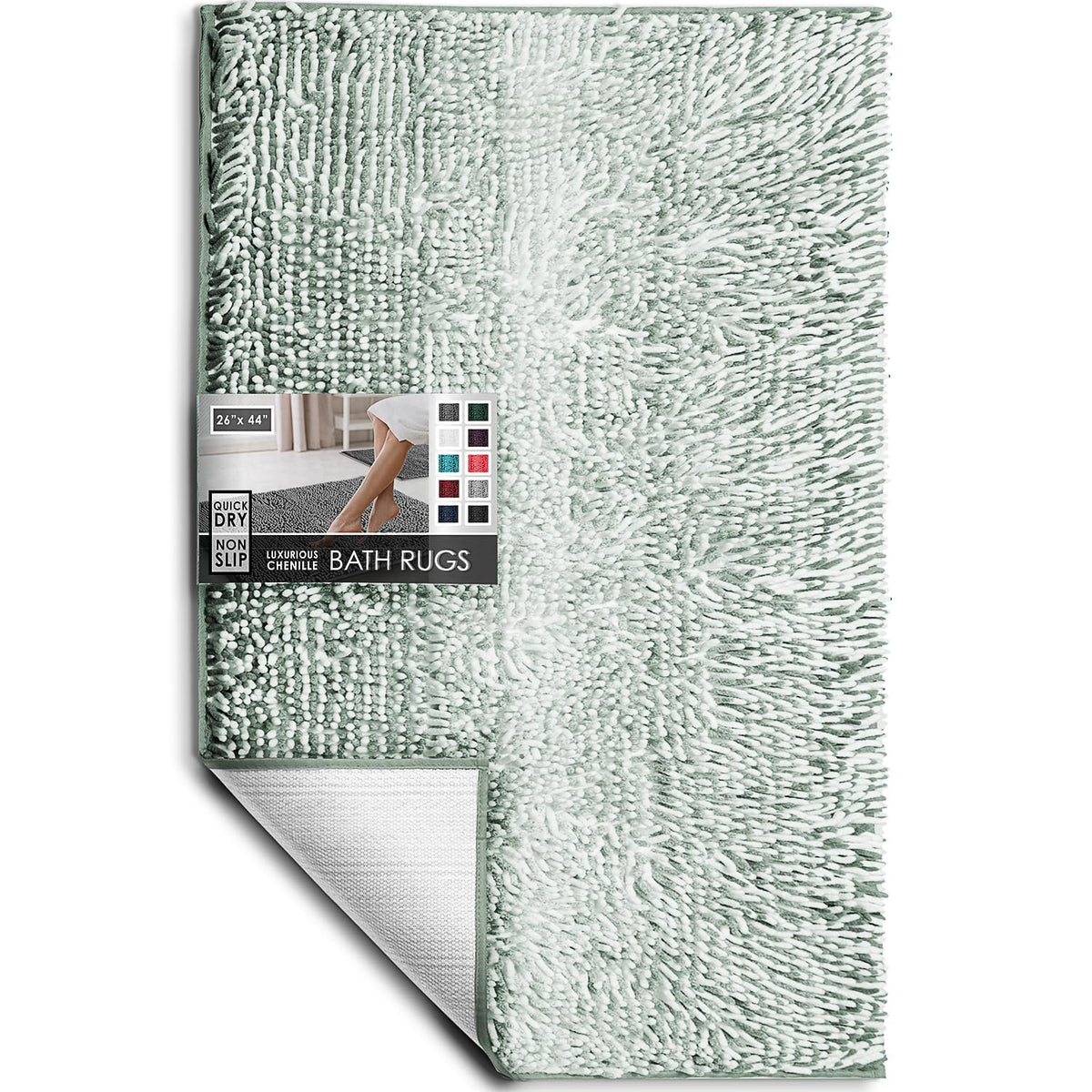 Hearth & Harbor Bathroom Rugs, Chenille Bath Mat - Machine Washable Bath Mats for Bathroom Non-Slip Backing Rubber, Quick Dry Bathroom Mat