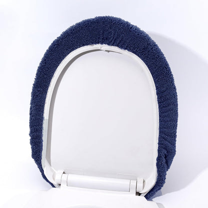 Madeals Microfiber Toilet Lid Cover Soft and Absorbent, Comfortable Bathroom Microfiber Toilet Lid Cover Seat Fits Most Size Toilet Lids for Navy Blue