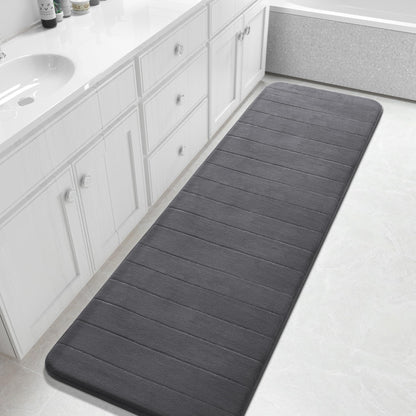 Yimobra Memory Foam Bath Mat, Super Soft Absorbent Bathroom Rug Non Slip, Quick Dry, Machine Washable Floor Carpet for Tub Shower, Home Decor Accessories, 24x17, Cream