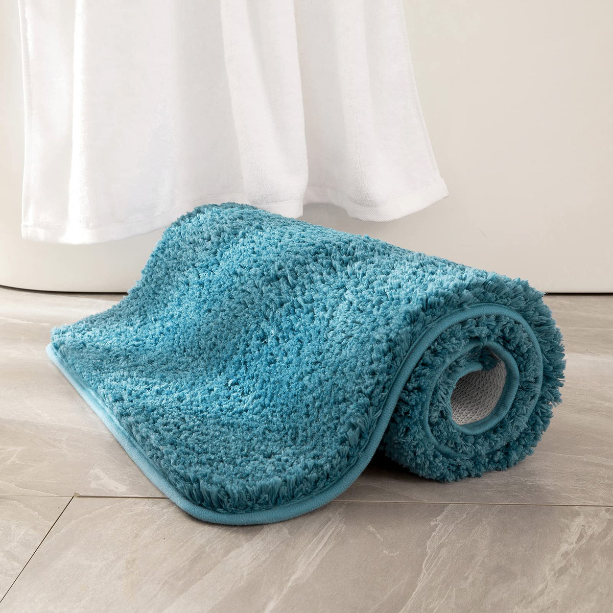 MIULEE Teal Bathroom Rugs Soft Small Microfiber Bath Mat 16x24 Inch