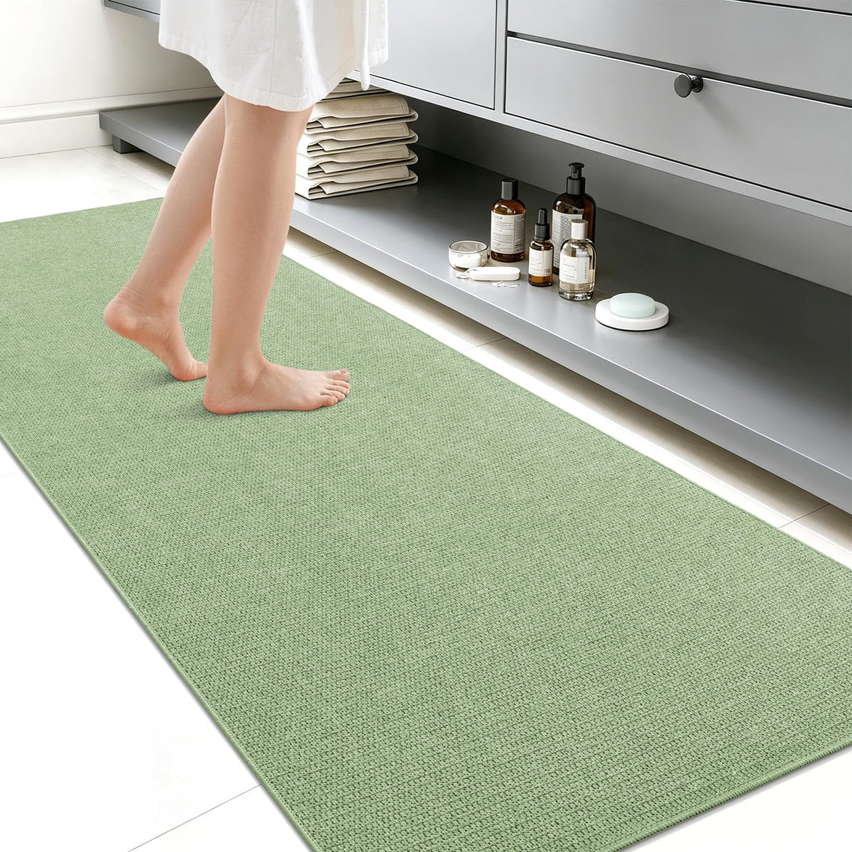 Smiry Ultra Thin Bath Mat 30X20, Non Slip Rubber Washable Bathroom Rugs