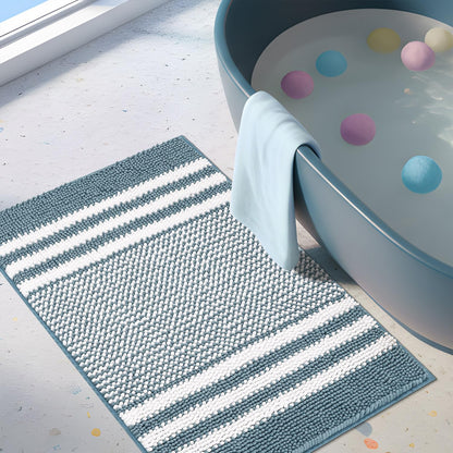 BSICPRO Bathroom Rugs Sets 2 Piece, Non Slip Striped Bath Mats, Sage