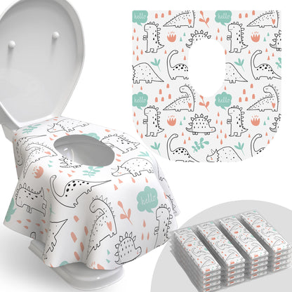 Relyo Disposable Toilet Seat Cover for Travel – 20 Pack with Covers Wrapped in Sets of 2, Non-Flushable Liners, Fits Most Seats – Kids, Toddlers, Adults (Waves, 20)