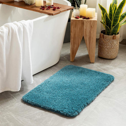 MIULEE Teal Bathroom Rugs Soft Small Microfiber Bath Mat 16x24 Inch