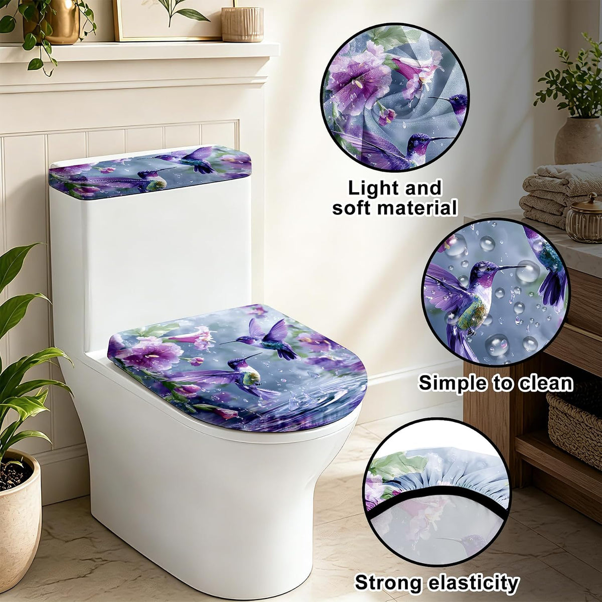 2 Piece Toilet Seat Cover Set with Tank Cover for Bathroom Decor