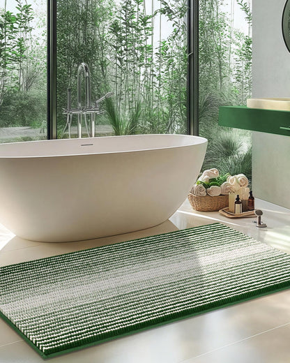 BSICPRO Bathroom Rugs Sets 2 Piece, Non Slip Striped Bath Mats, Sage