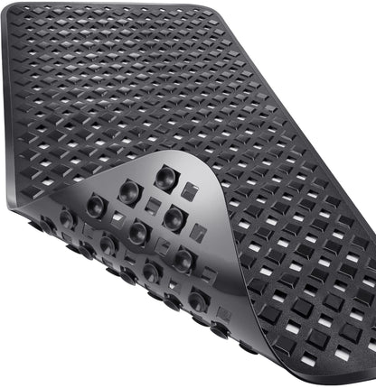 Yimobra Bathtub Mat Non Slip, 35"X16" Shower Mat with Strong Suction Cups & Drain Holes, Long Anti Slip Bath Tub Mat for Inside Shower, Machine Washable Fast Drying, Bathroom Essentials, Clear Blue