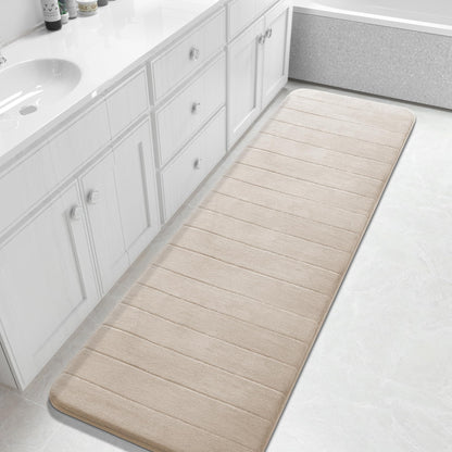 Yimobra Memory Foam Bath Mat, Super Soft Absorbent Bathroom Rug Non Slip, Quick Dry, Machine Washable Floor Carpet for Tub Shower, Home Decor Accessories, 24x17, Cream