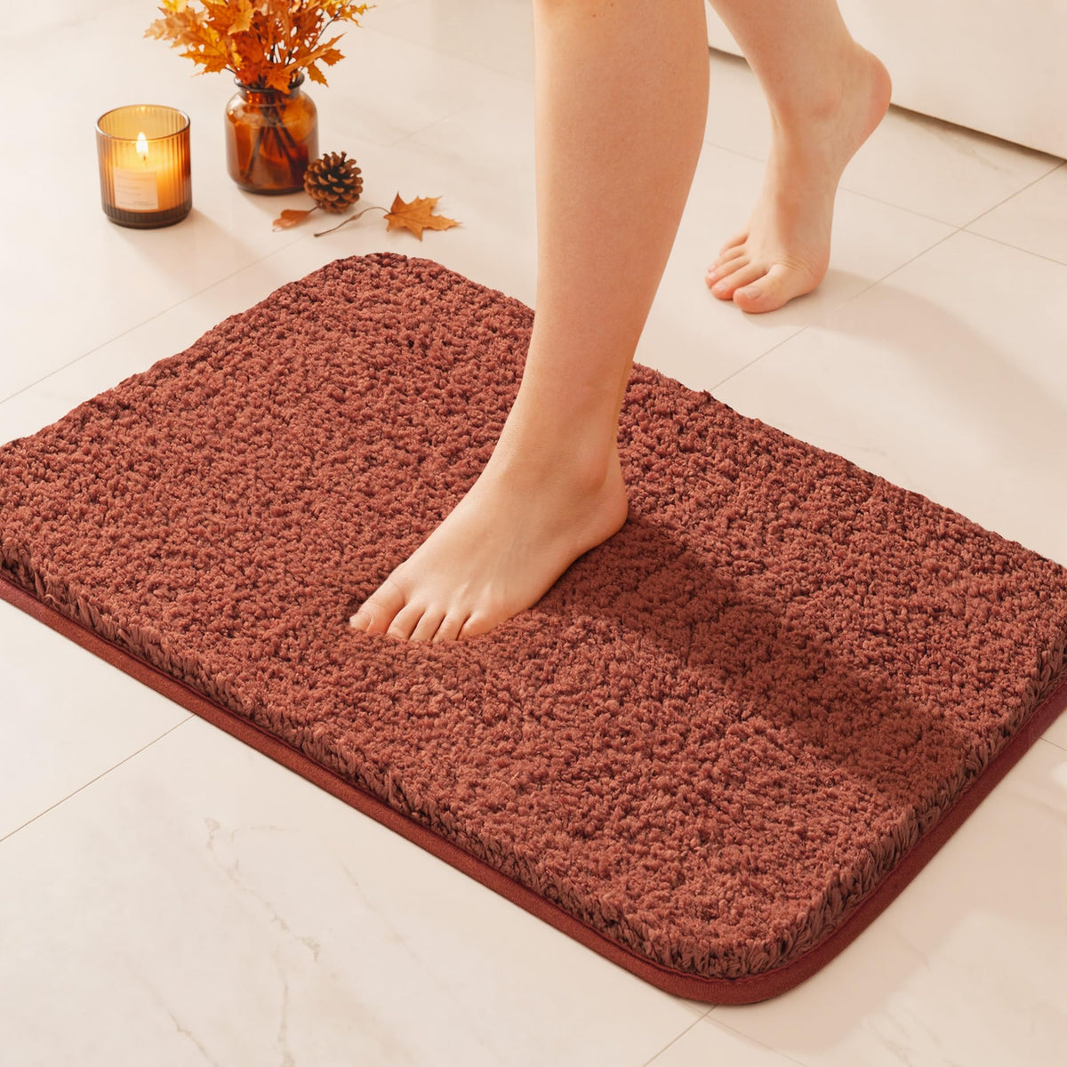 MIULEE Teal Bathroom Rugs Soft Small Microfiber Bath Mat 16x24 Inch