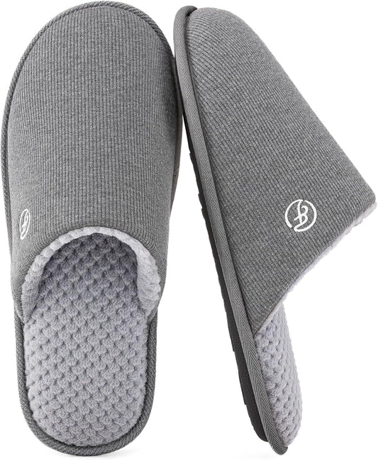 EverFoams Men's Cotton Knit Slippers Memory Foam Breathable House Shoes