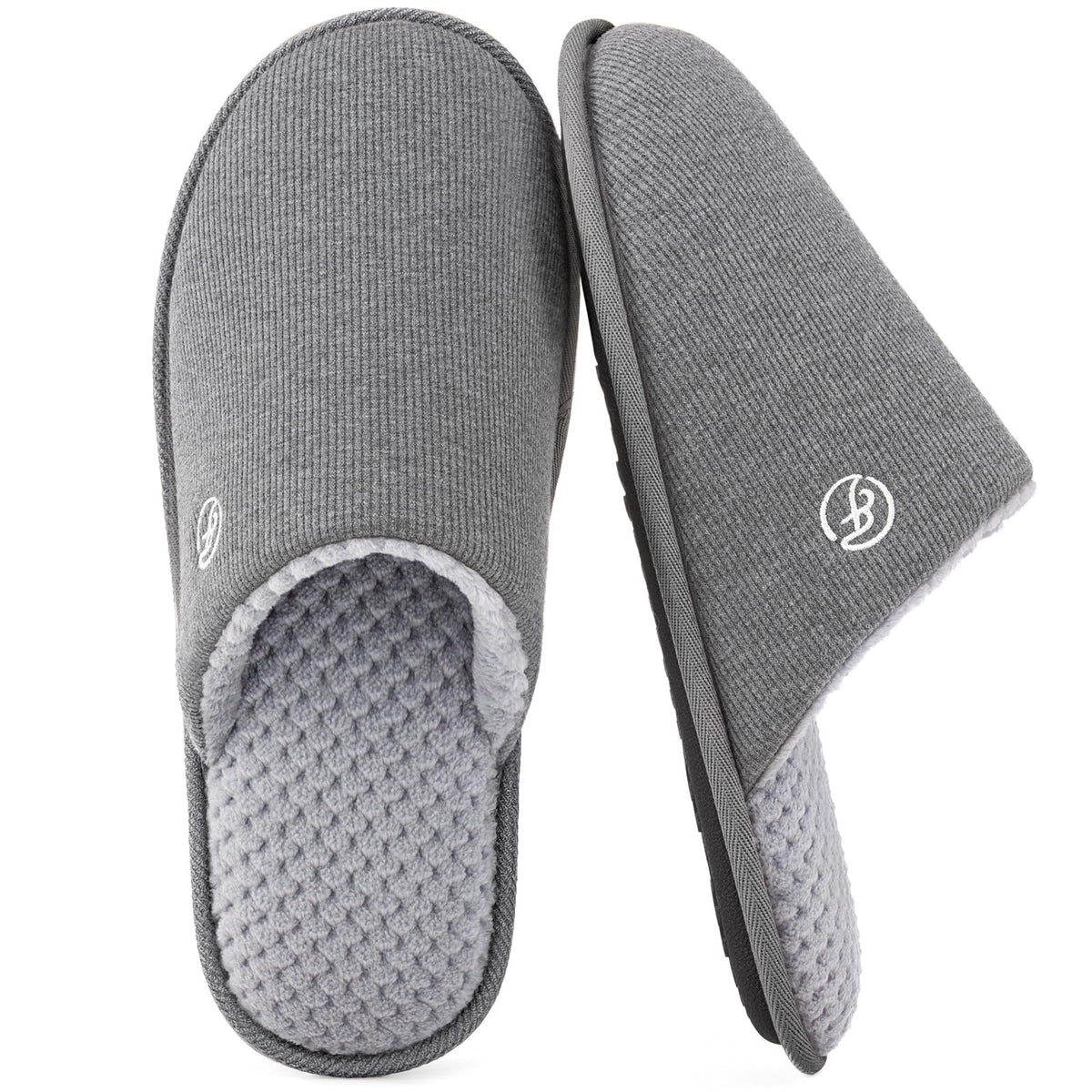 EverFoams Men's Cotton Knit Slippers Memory Foam Breathable House Shoes