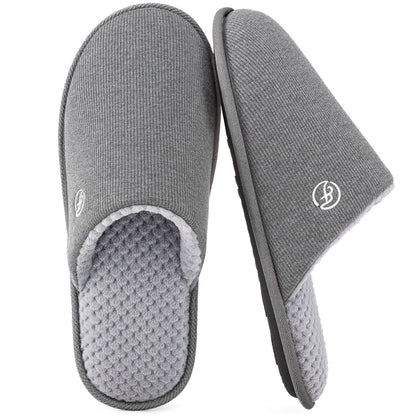 EverFoams Men's Cotton Knit Slippers Memory Foam Breathable House Shoes