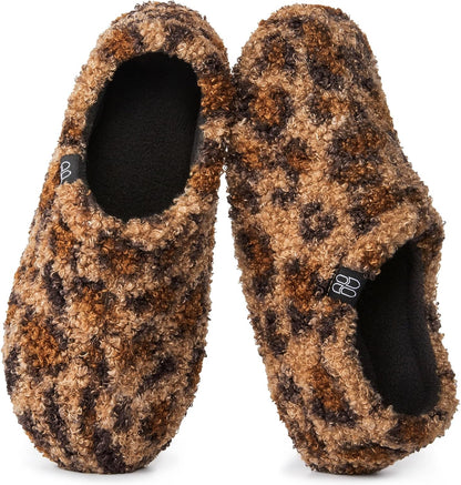 HomeTop Women's Fuzzy Curly Fur Fleece Lining Memory Foam Loafer Slippers