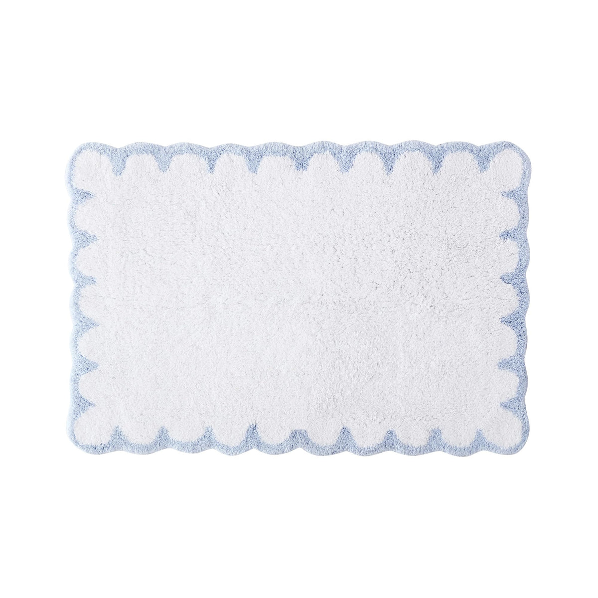 Peri Home Scalloped Bath Rug 20" x 30" White with Blue 1-Piece