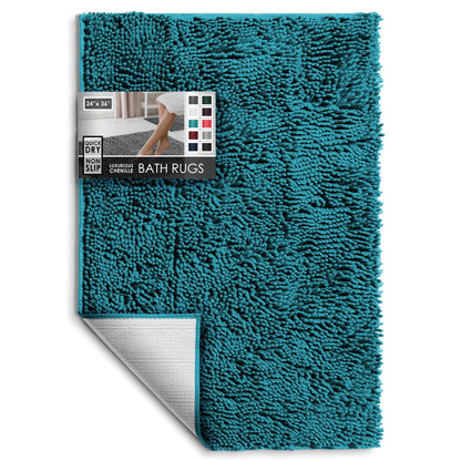 Hearth & Harbor Bathroom Rugs, Chenille Bath Mat - Machine Washable Bath Mats for Bathroom Non-Slip Backing Rubber, Quick Dry Bathroom Mat