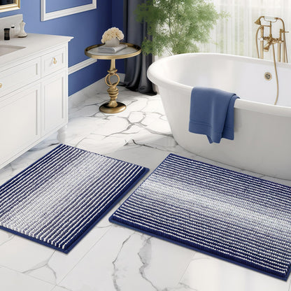 BSICPRO Bathroom Rugs Sets 2 Piece, Non Slip Striped Bath Mats, Sage