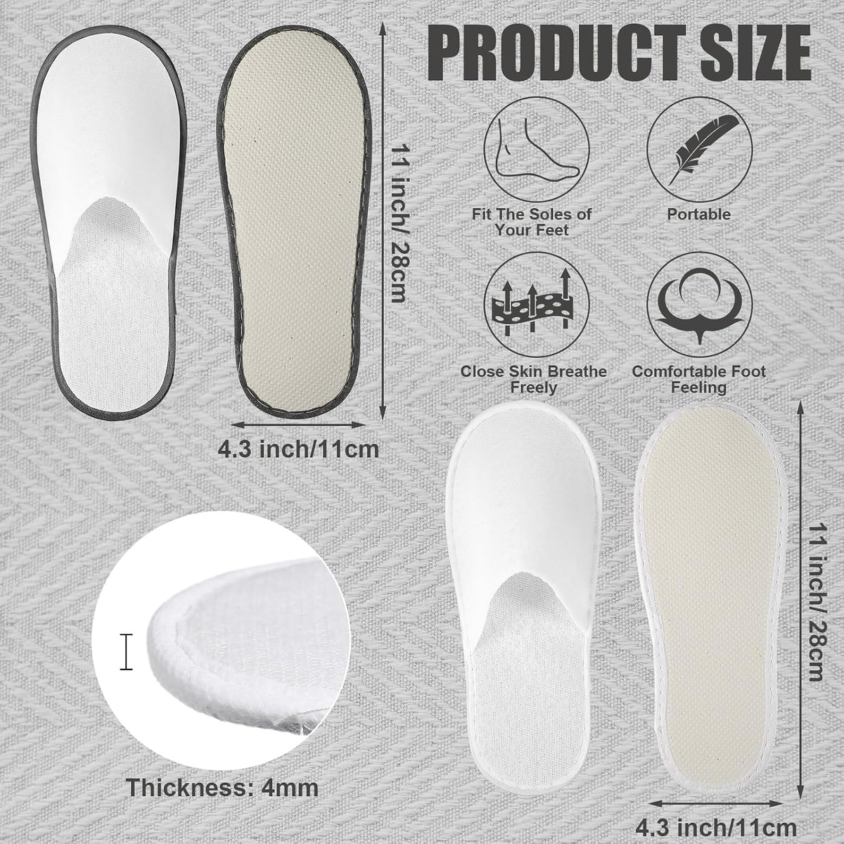 Ramede 80 Pairs Disposable Hotel Slippers Bulk