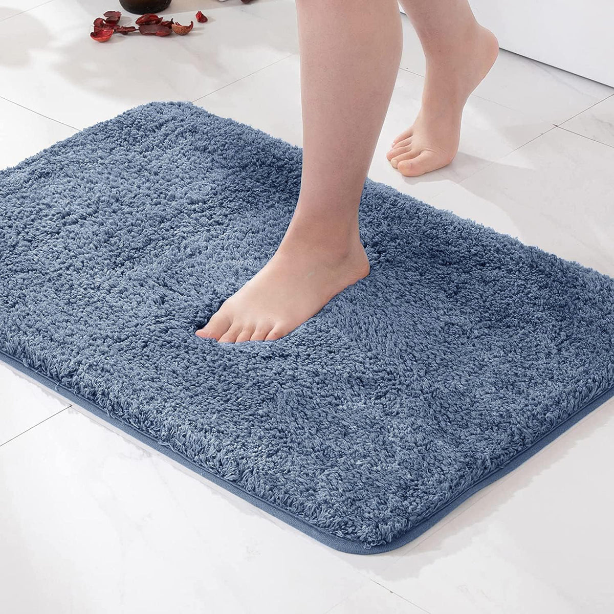 MIULEE Teal Bathroom Rugs Soft Small Microfiber Bath Mat 16x24 Inch