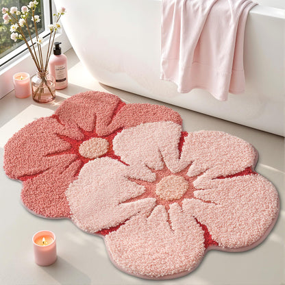 LUMI Bathroom Rug Green Leaf, Absorbent Non Slip Bath Mat, 31.5"x47"