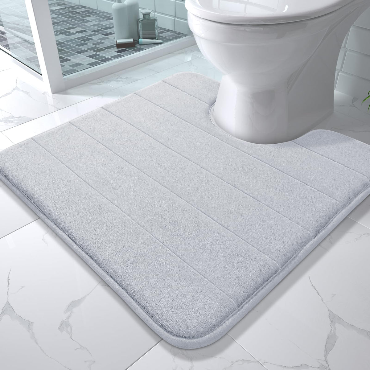 Yimobra Memory Foam Bath Mat, Super Soft Absorbent Bathroom Rug Non Slip, Quick Dry, Machine Washable Floor Carpet for Tub Shower, Home Decor Accessories, 24x17, Cream