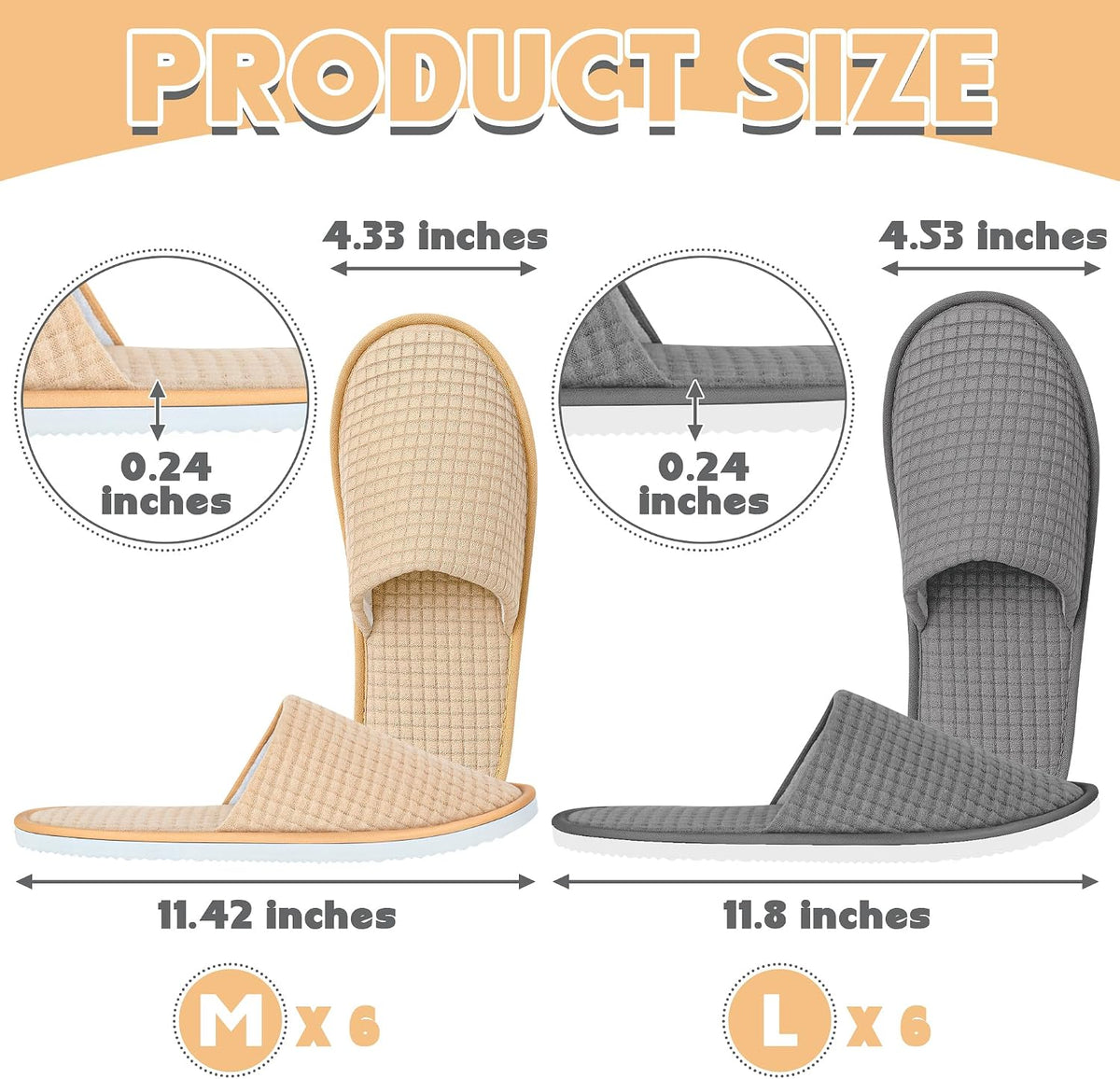 12-20Pairs Disposable Slippers Non Slip Washable for Guest Hotel Travel
