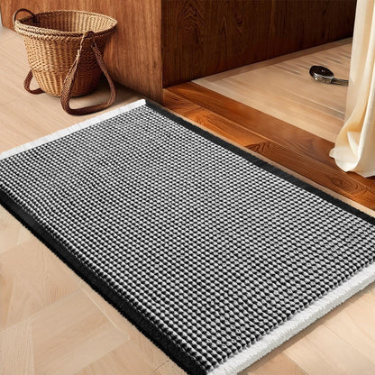 IM HOME Waffle Bath Mat Set 2 Piece Olive Green,Woven Modern Bath Rug Mats, Absorbent Non Slip Bath Floor Mat, Soft Washable Boho Bath Rugs with Tassels for Bathroom, Bedroom, Kitchen,Tub