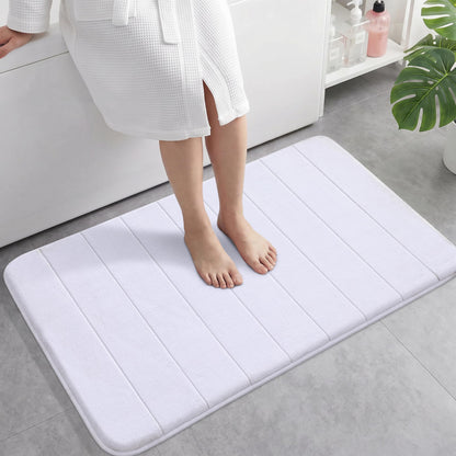 Yimobra Memory Foam Bath Mat, Super Soft Absorbent Bathroom Rug Non Slip, Quick Dry, Machine Washable Floor Carpet for Tub Shower, Home Decor Accessories, 24x17, Cream