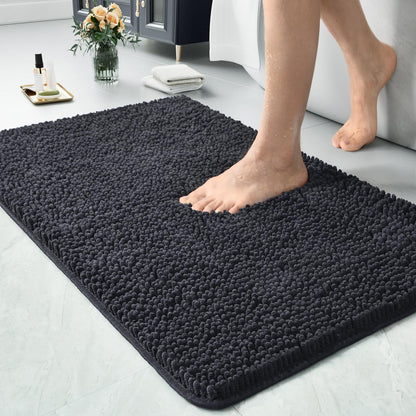 LOCHAS Luxury Bathroom Rug Shaggy Bath Mat 24 x 60 Inch, Gray