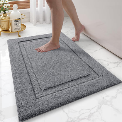 LUMI Ultra Soft Bathroom Rugs Absorbent, Non Slip Bath Mat 24x36, White