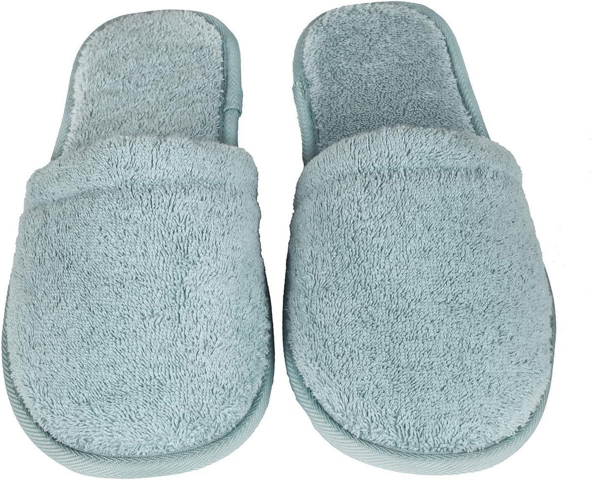 Arus Womens Turkish Terry Cotton Cloth Bath Spa Slippers, White, 6-9.5