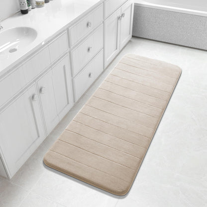 Yimobra Memory Foam Bath Mat, Super Soft Absorbent Bathroom Rug Non Slip, Quick Dry, Machine Washable Floor Carpet for Tub Shower, Home Decor Accessories, 24x17, Cream