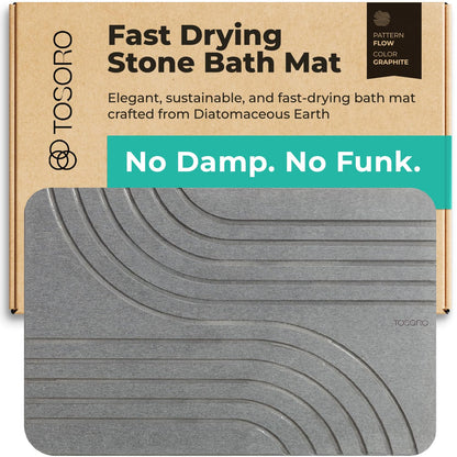 TOSORO - Stone Bath Mat Diatomaceous Earth Shower Mat Non-Slip Super Absorbent Diatomite Stone Bath Mats for Bathroom Floor Quick Drying Natural Easy to Clean (23.5 x 15) - Sandstone