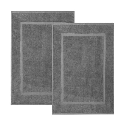 KAHAF COLLECTION Bath Mat Floor Towel Set - Absorbent Cotton Hotel Spa Shower/Bathtub Mats [Not a Bathroom Rug] 22"x34" Pack of 2