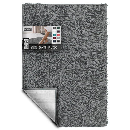Hearth & Harbor Bathroom Rugs, Chenille Bath Mat - Machine Washable Bath Mats for Bathroom Non-Slip Backing Rubber, Quick Dry Bathroom Mat