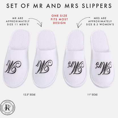 Romance Helpers Couple Slipper Gift Set | Set of 2 White Matching Spa Hotel Bath Slippers for Couples