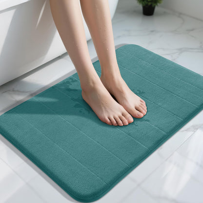 Yimobra Memory Foam Bath Mat, Super Soft Absorbent Bathroom Rug Non Slip, Quick Dry, Machine Washable Floor Carpet for Tub Shower, Home Decor Accessories, 24x17, Cream