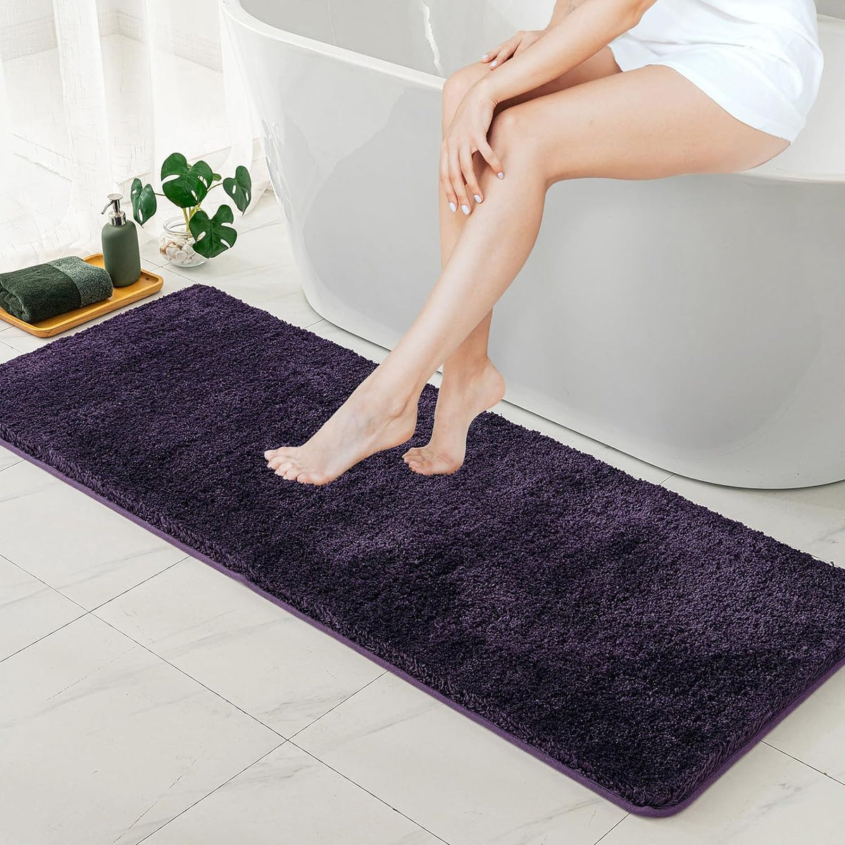 MIULEE Teal Bathroom Rugs Soft Small Microfiber Bath Mat 16x24 Inch