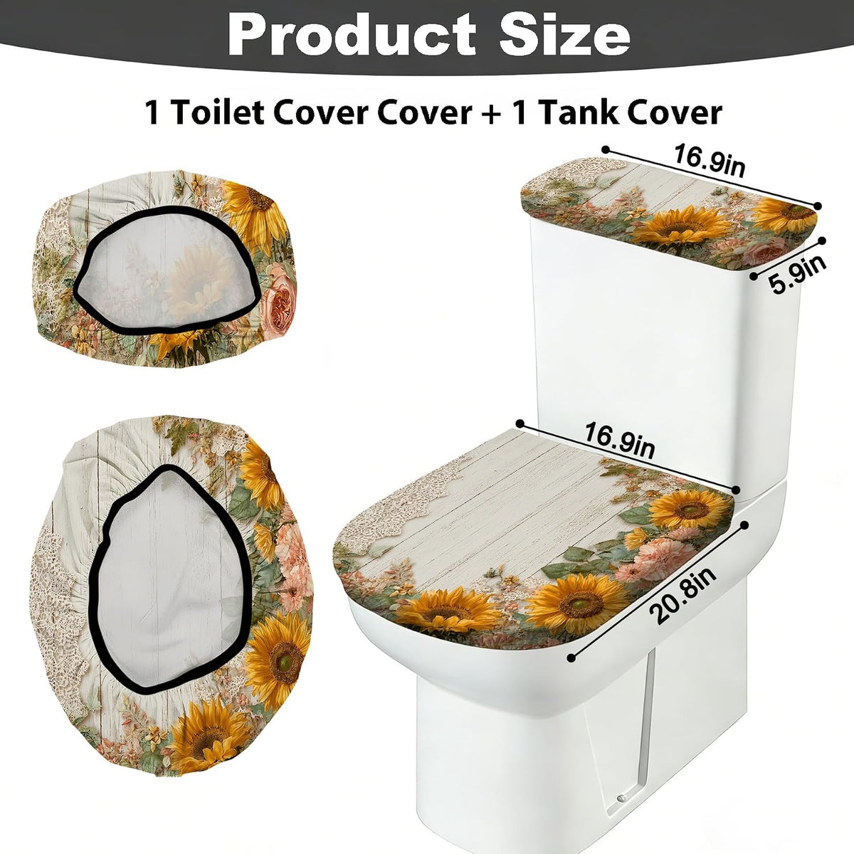 2 pack Toilet Lid Cover & Tank Lid Cover,Fits Standard & Elongated Toilet